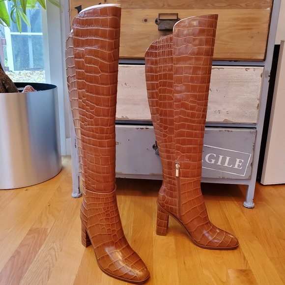 marc fisher ltd high shaft croco leather boots